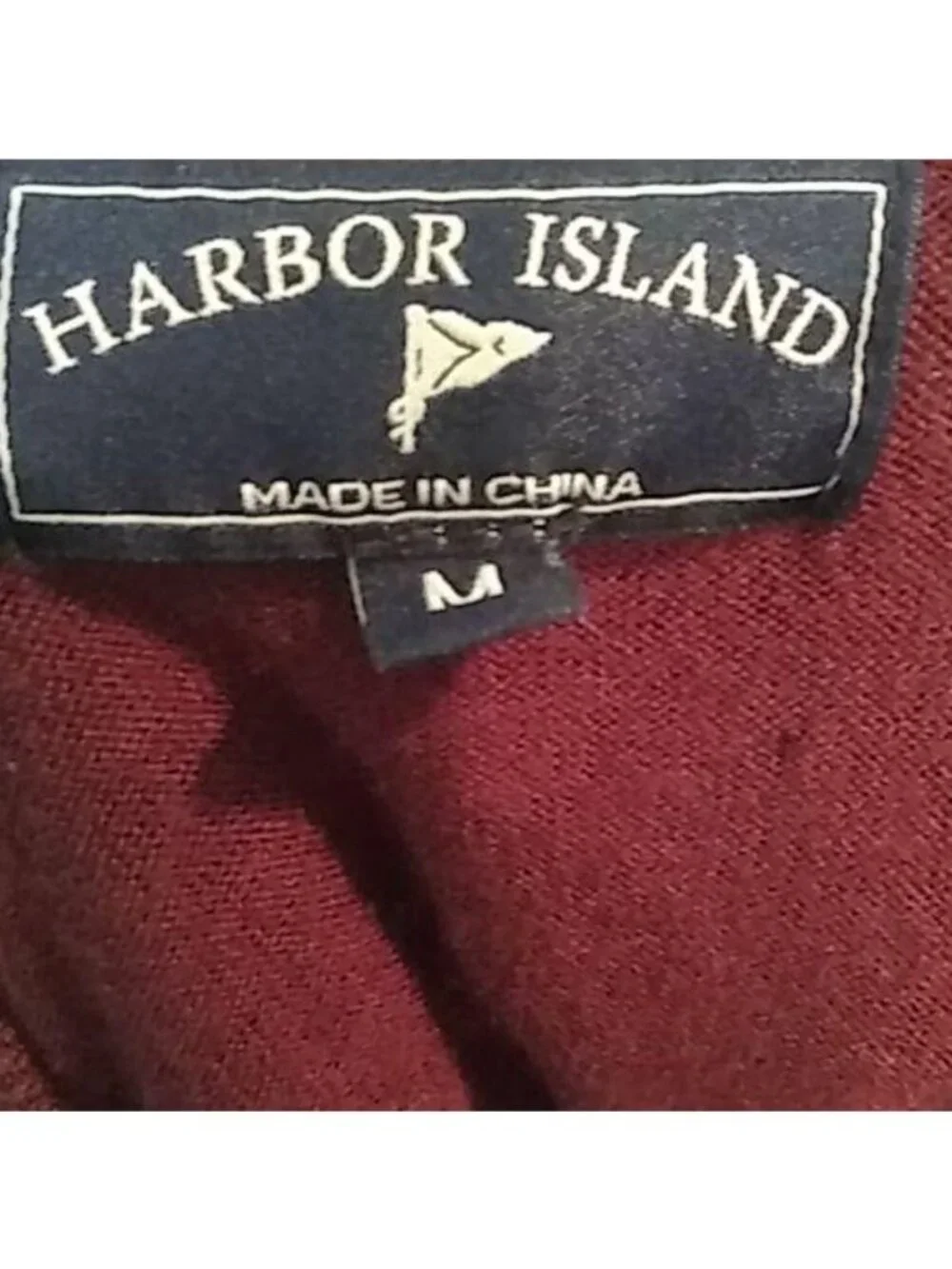 Harbor Island Mens Size Medium Sweater Burgundy V-Neck Long Sleeve